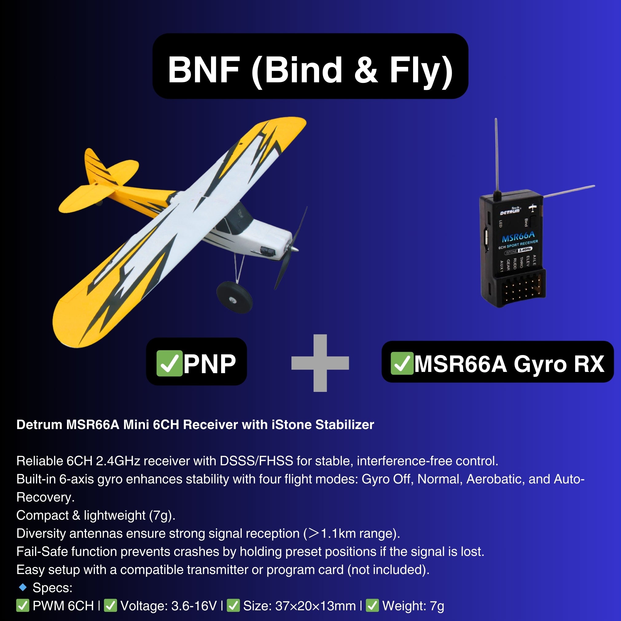 Dynam Primo RC Beginner Trainer Yellow STOL Bigfoot BNF