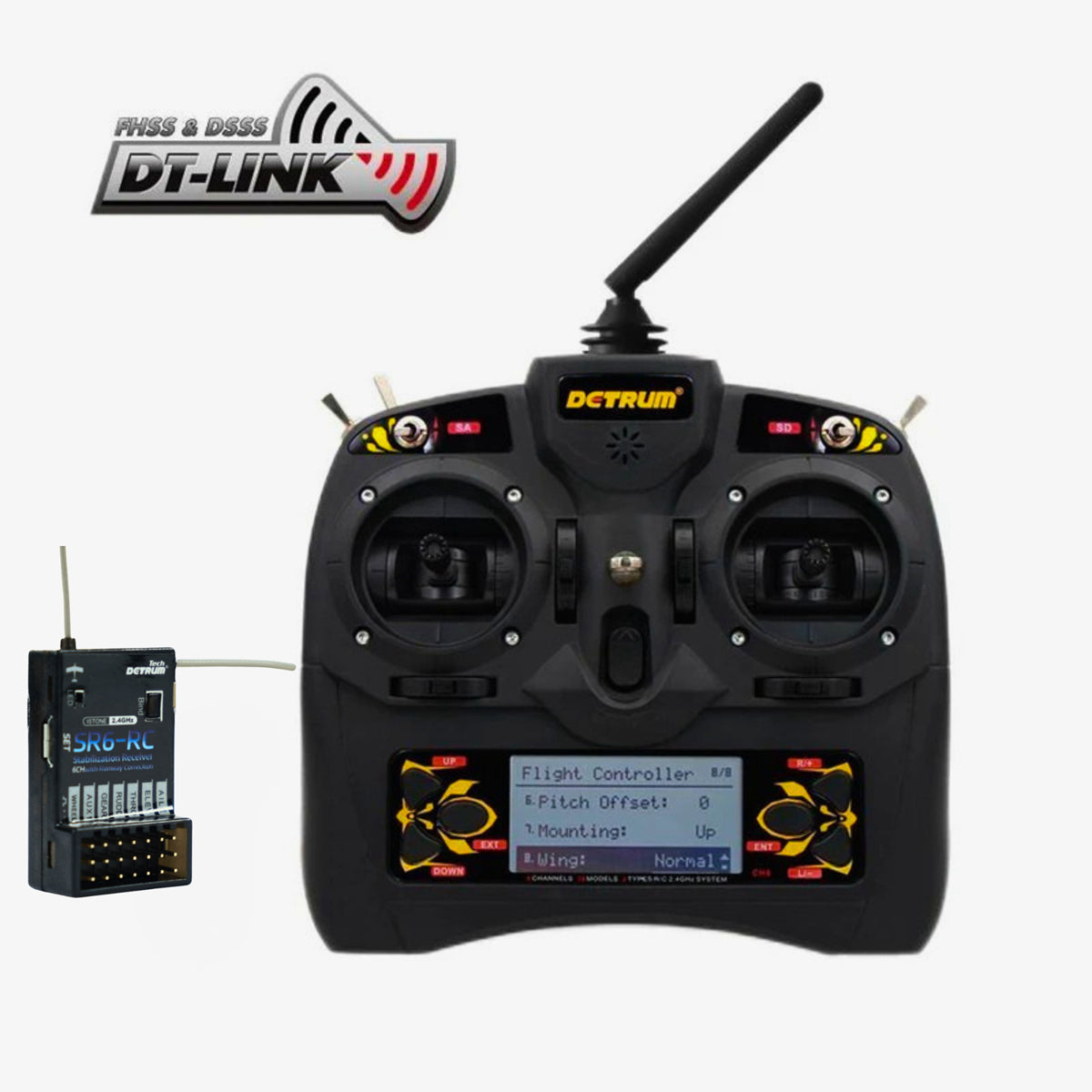 Detrum-GAVIN-6C-6CH-2.4Ghz-Transmitter-SR6-RC-iStone-6-Axis-Stabilization-Runway-Correction-Receiver_1