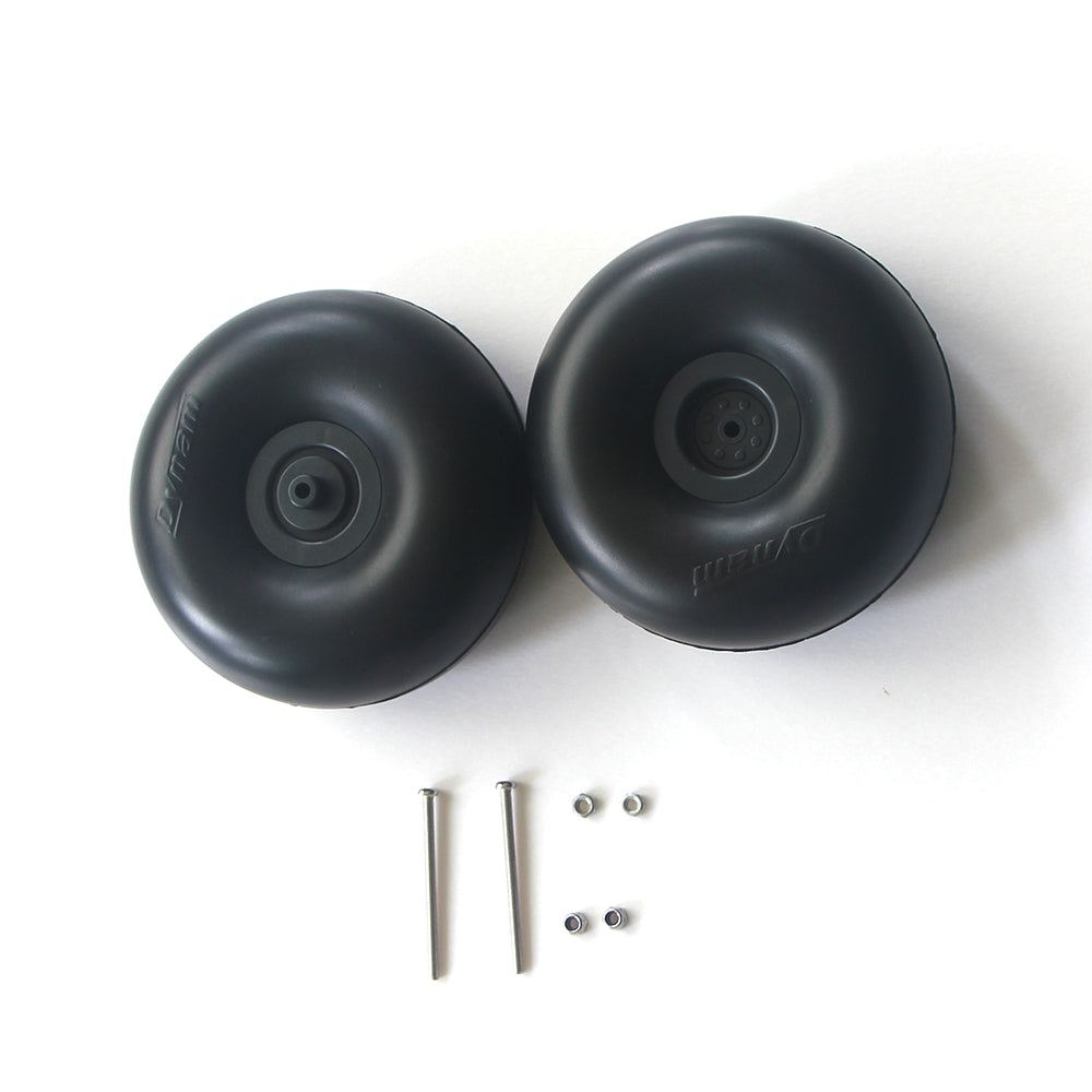 Dynam-4-inches-Smooth-Surface-Rubber-Foam-Wheel-Set-for-RC-Airplane-2pcs-3.6mm-Hole-axle