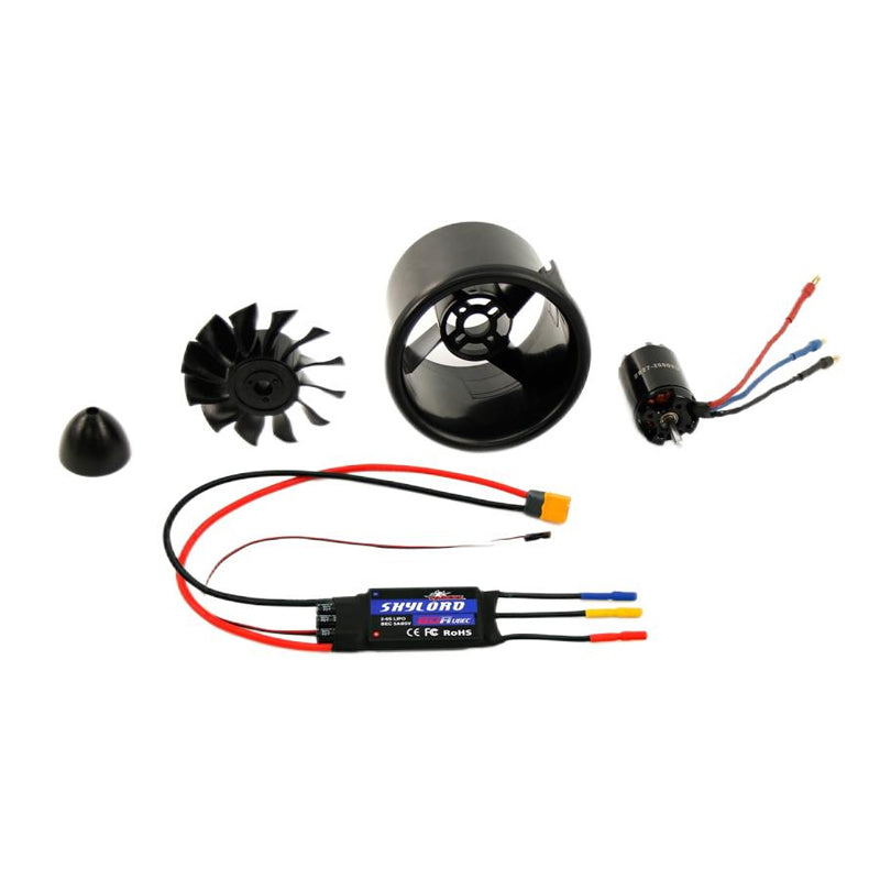 Dynam 70mm 12-Blade 4S EDF Power System w/ TC-2827-2600KV Outrunner Brushless Motor & 80A ESC XT60