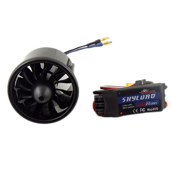 Dynam 70mm 12-Blade 6S EDF Power System w/ TC-2860-2200KV Inrunner Brushless Motor & 80A ESC XT60
