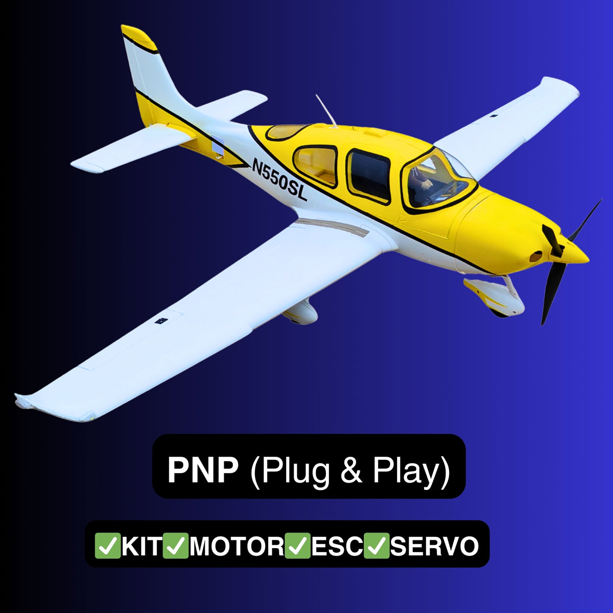 Dynam Cirrus SR22 V3 Trainer 3S 4S Yellow RC Beginner Scale Airplane 1.4m Flaps PNP