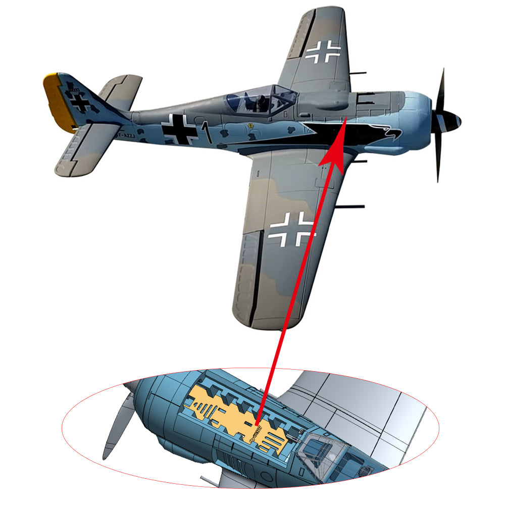 Dynam-Focke-Wulf-FW190-V3-RC-Warbird-Plane-1270mm-50-inch-Wingspan-PNP-BNF-RTF-DY8949V3-Battery-Compartment