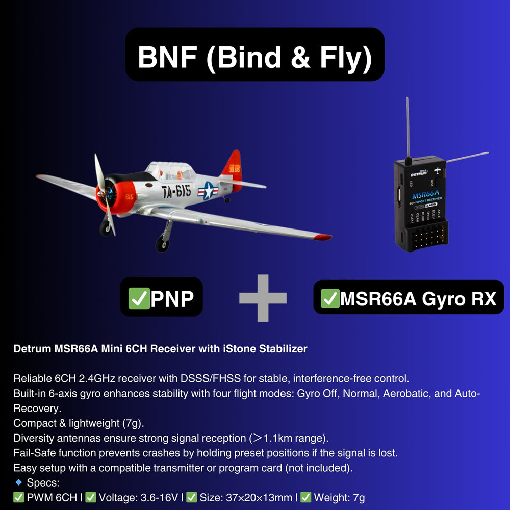 Dynam AT 6 Texan V3 4S RC Warbird Plane 1400mm Wingspan w 3 Flap BNF