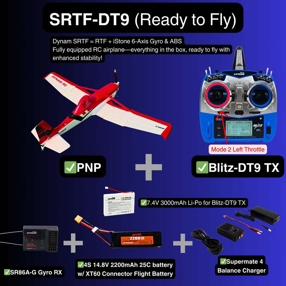 Dynam Cessna 188 Crop Duster V2 Red 4S RC Scale Plane SRTF DT9 Mode 2