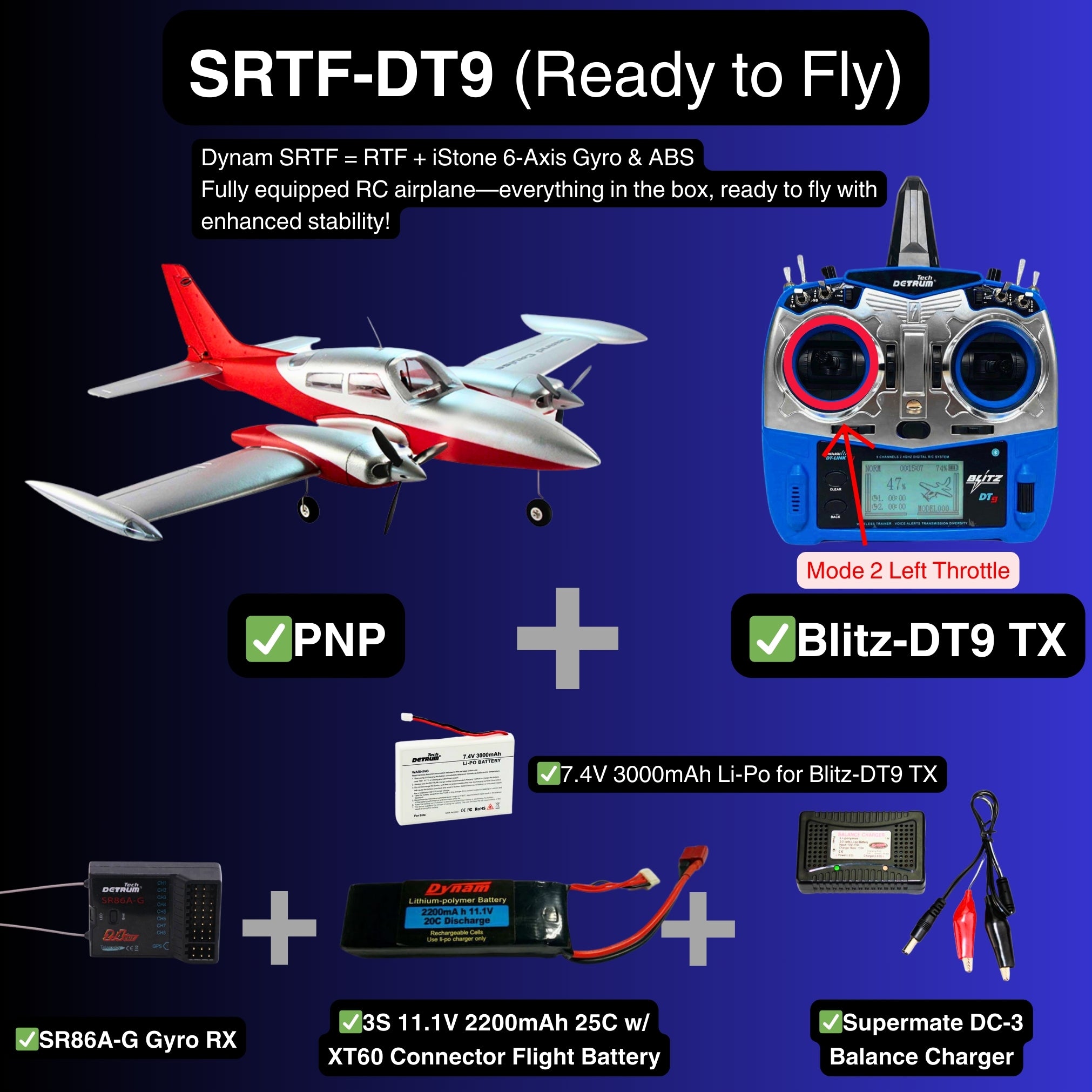 Dynam Cessna 310 Grand Cruiser V2 Red Twin Motor RC Scale Plane SRTF DT9 Mode 2