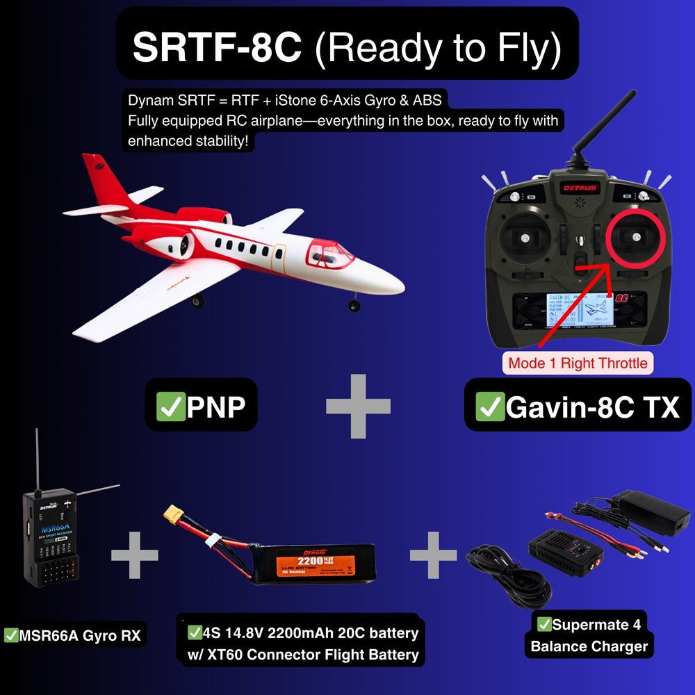 Dynam Cessna 550 Turbo Jet V2 Red 4S Twin 64mm EDF RC Jet SRTF 8C Mode 1