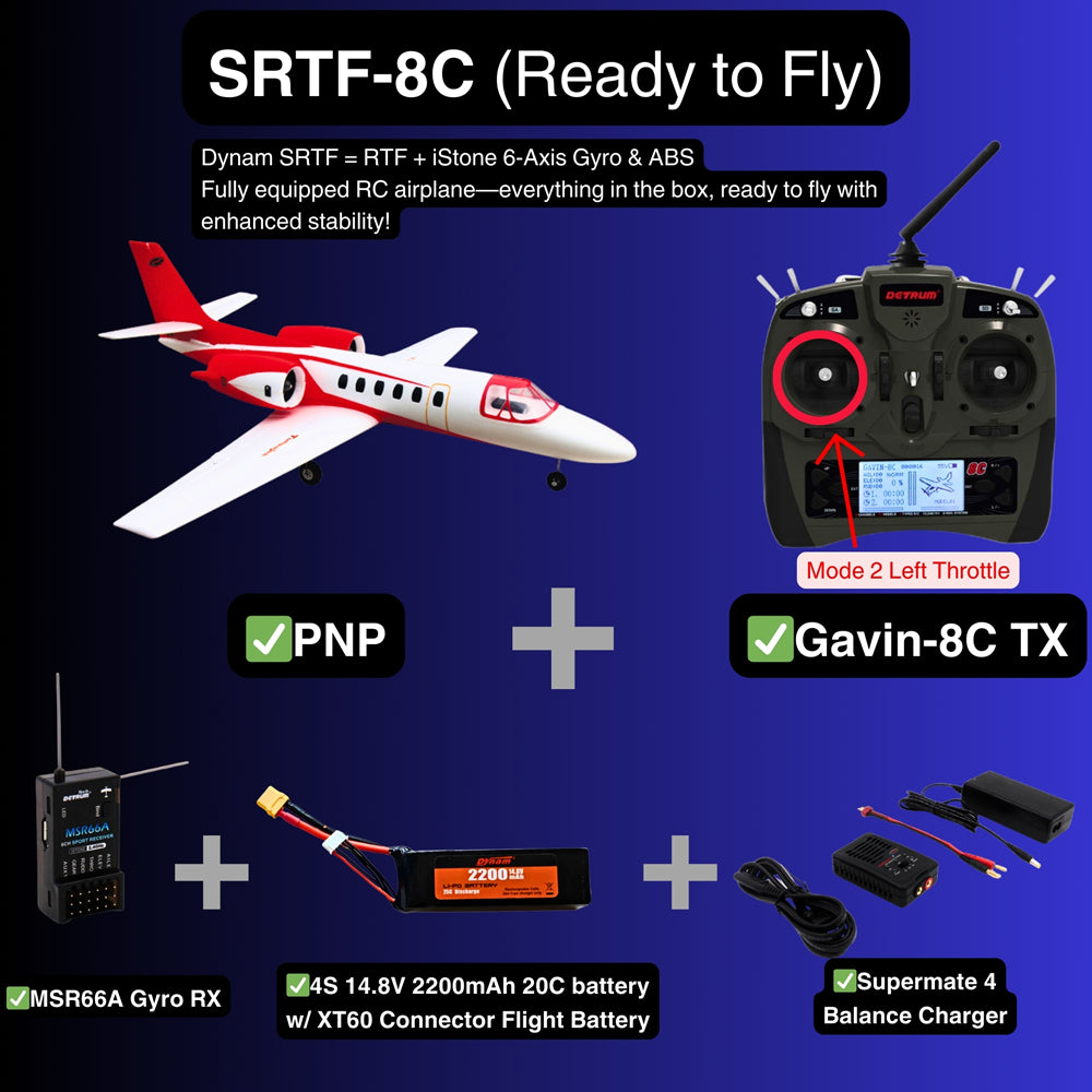 Dynam Cessna 550 Turbo Jet V2 Red 4S Twin 64mm EDF RC Jet SRTF 8C Mode 2