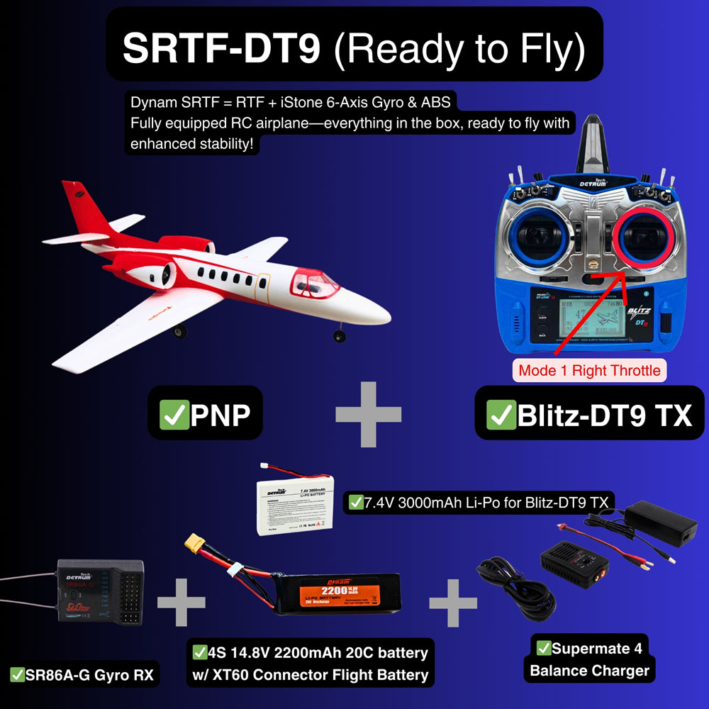 Dynam Cessna 550 Turbo Jet V2 Red 4S Twin 64mm EDF RC Jet SRTF DT9 Mode 2