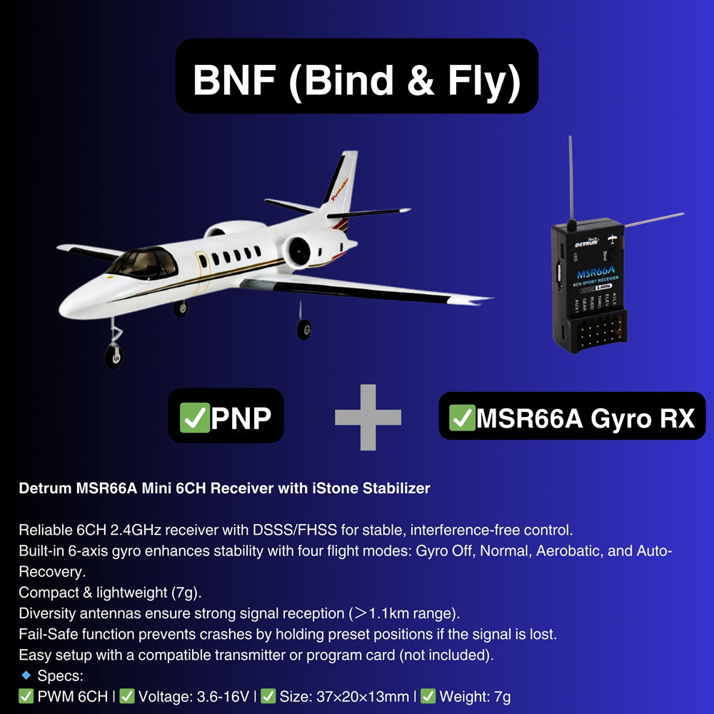 Dynam Cessna 550 Turbo Jet V2 White BNF