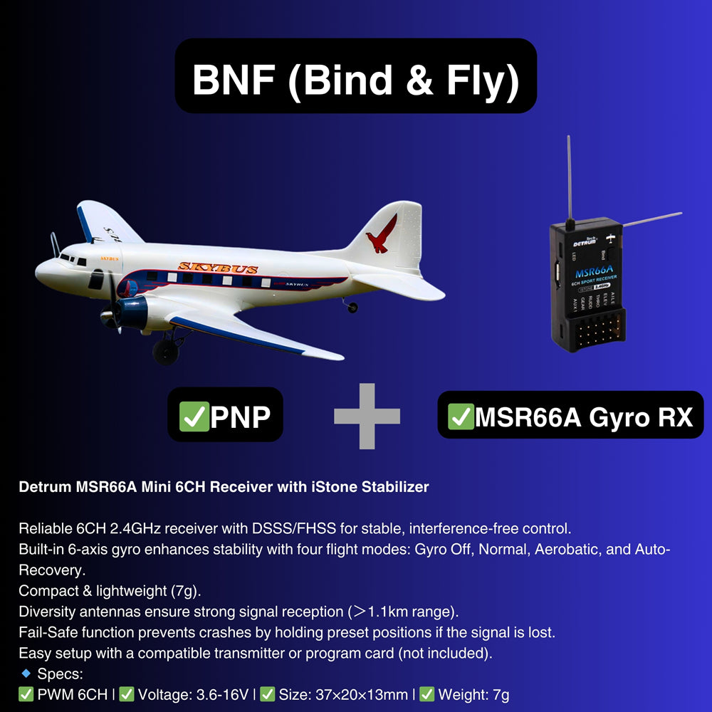 Dynam DC 3 Skybus White RC Warbird Plane BNF