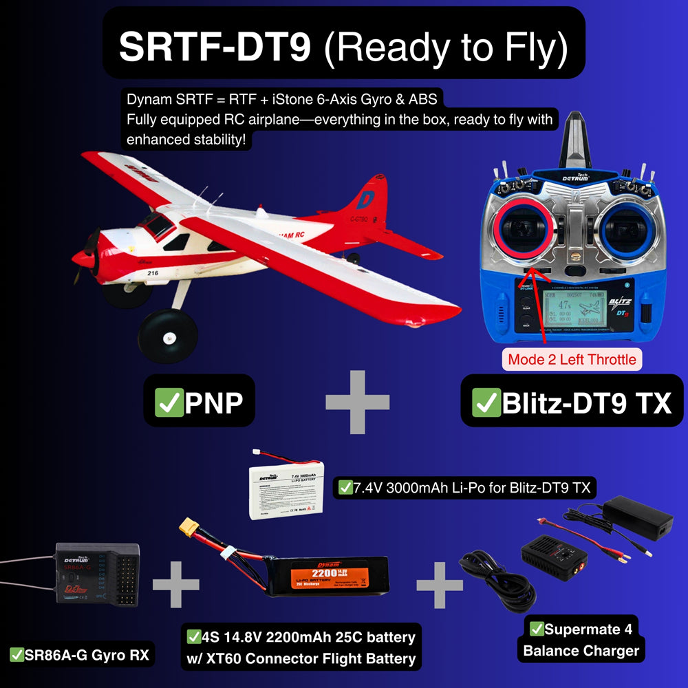 Dynam DHC 2 Beaver V2 Red 4S SeaLand RC Seaplane SRTF DT9 Mode 2