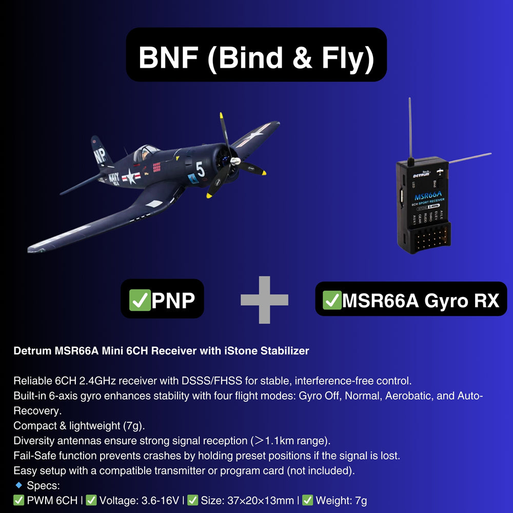 Dynam F4U Corsair V2 4S RC Warbird Plane 1300mm w Flaps BNF