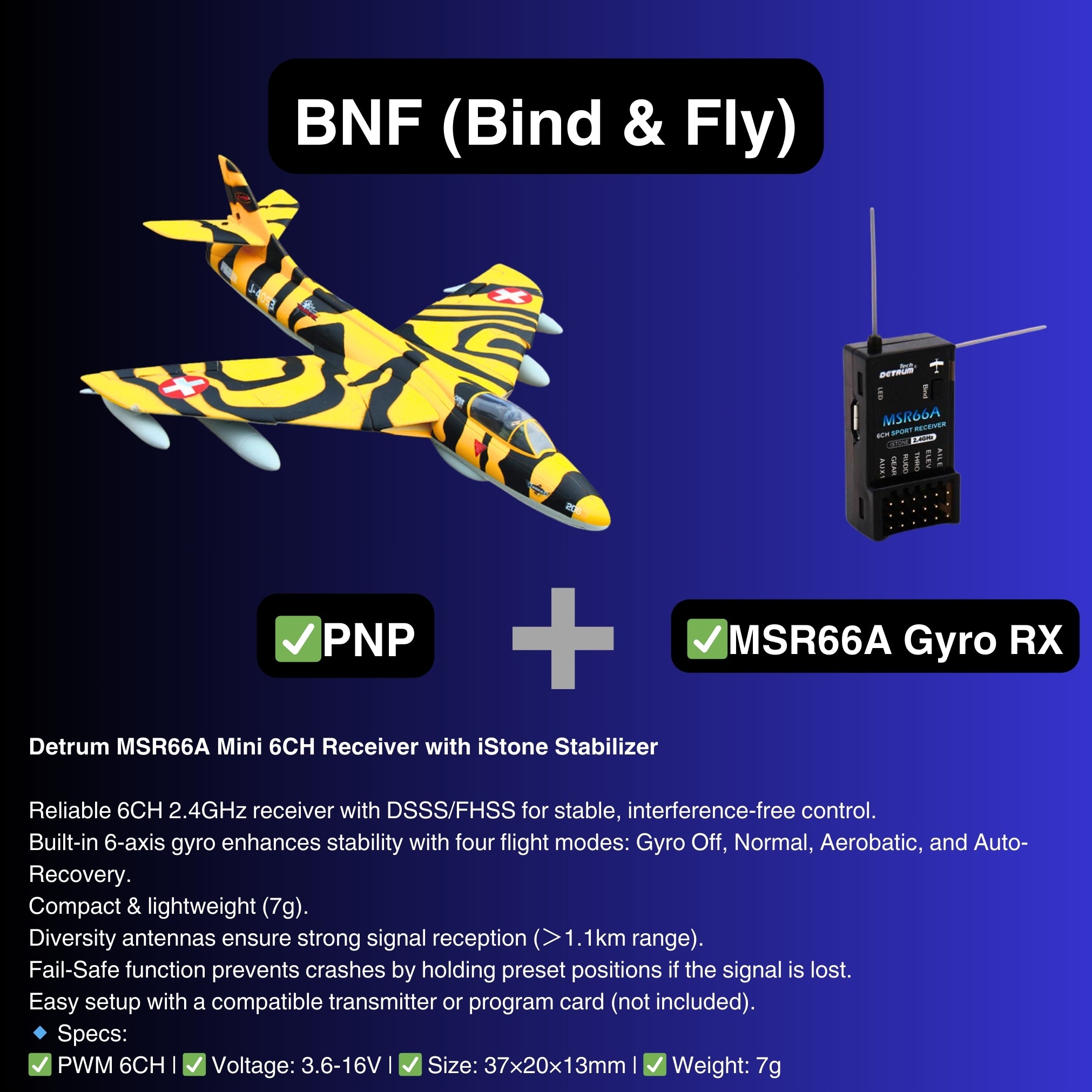 Dynam Hawker Hunter 4S 70mm 12 Blade RC Beginner EDF Jet BNF