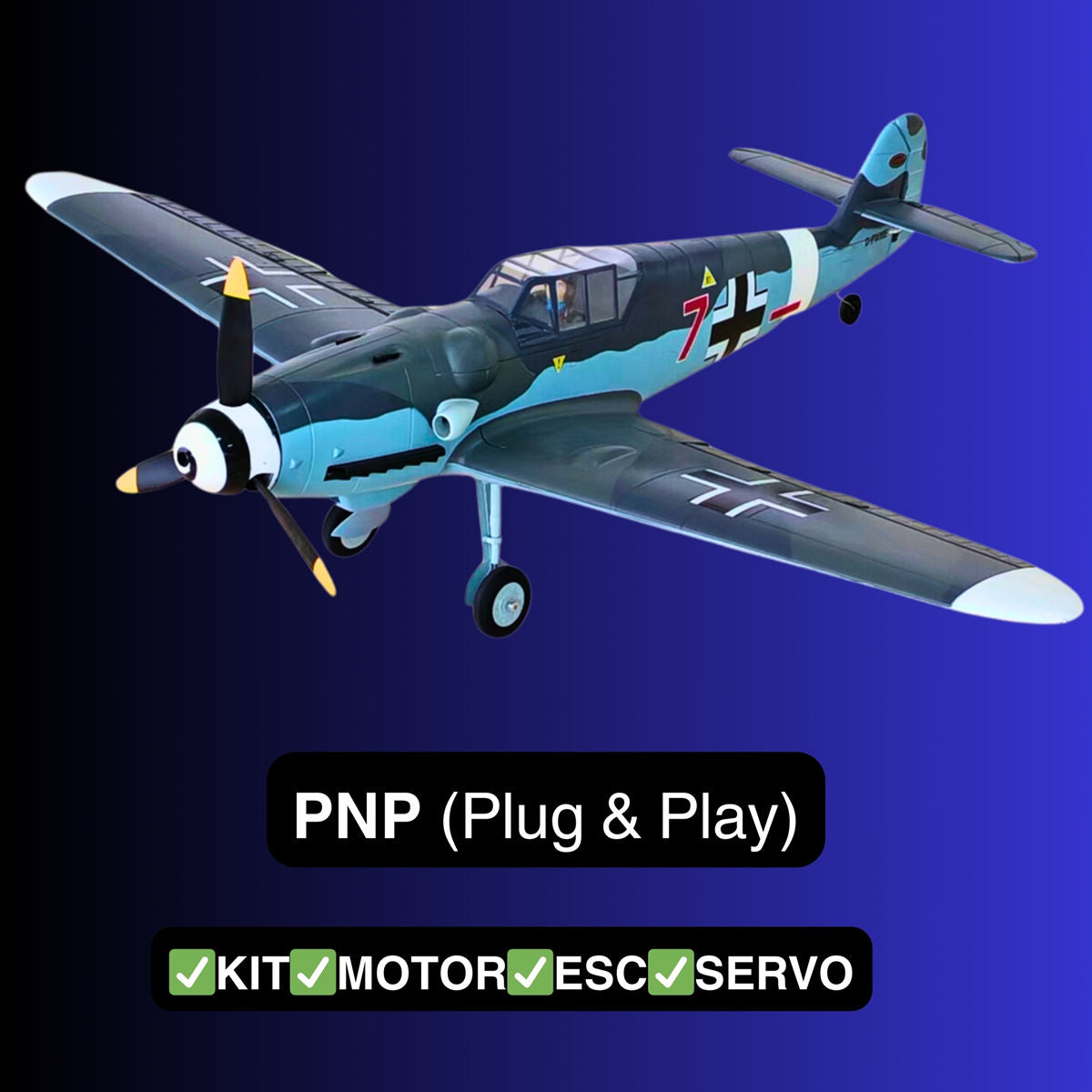 Dynam Messerschmitt BF 109 V2 4S RC Warbird Plane 1300mm w Flaps PNP