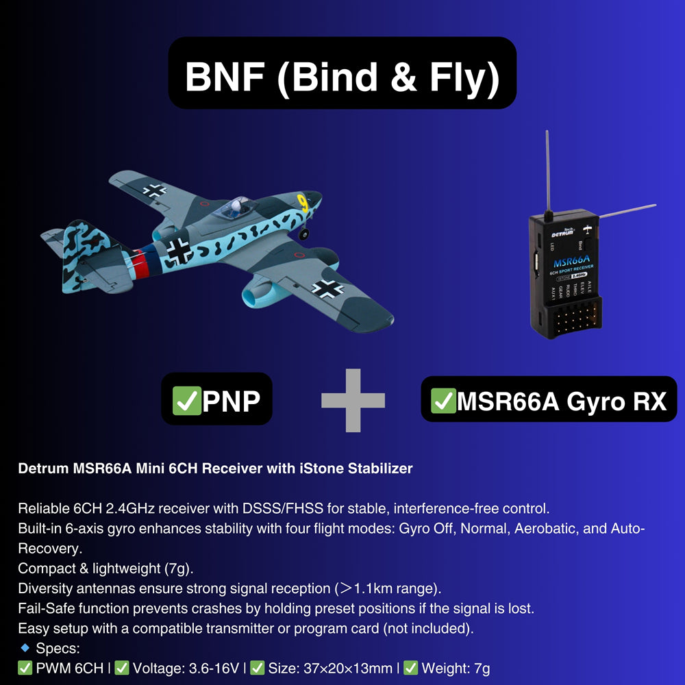 Dynam Messerschmitt Me 262 V2 4S Twin 70mm EDF RC Jet BNF