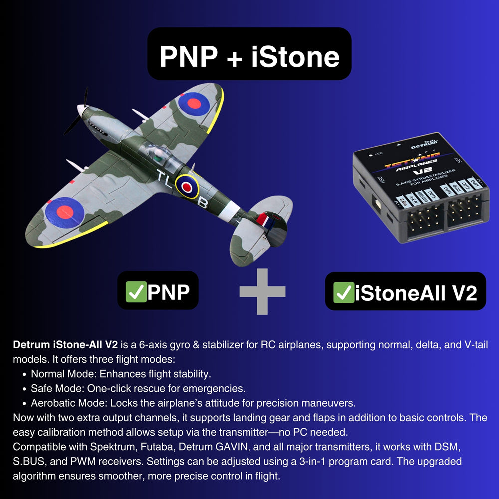 Dynam Mini Spitfire V2 RC Warbird Plane PNP iStone