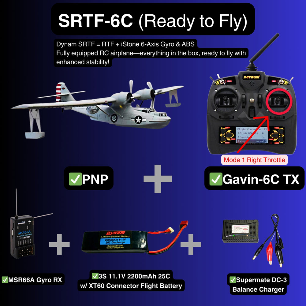 Dynam PBY Catalina V2 Grey Twin Engine RC Float Plane SRTF 6C Mode 1