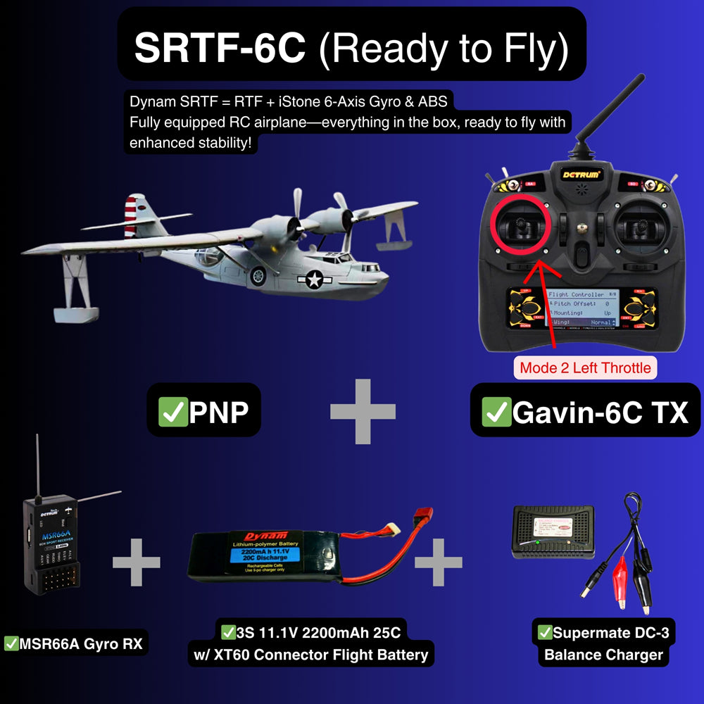 Dynam PBY Catalina V2 Grey Twin Engine RC Float Plane SRTF 6C Mode 2