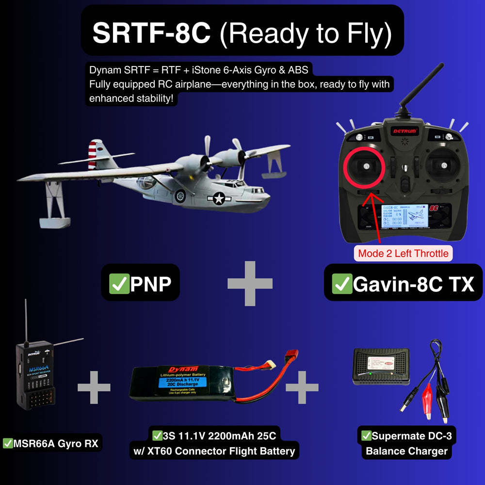 Dynam PBY Catalina V2 Grey Twin Engine RC Float Plane SRTF 8C Mode 2