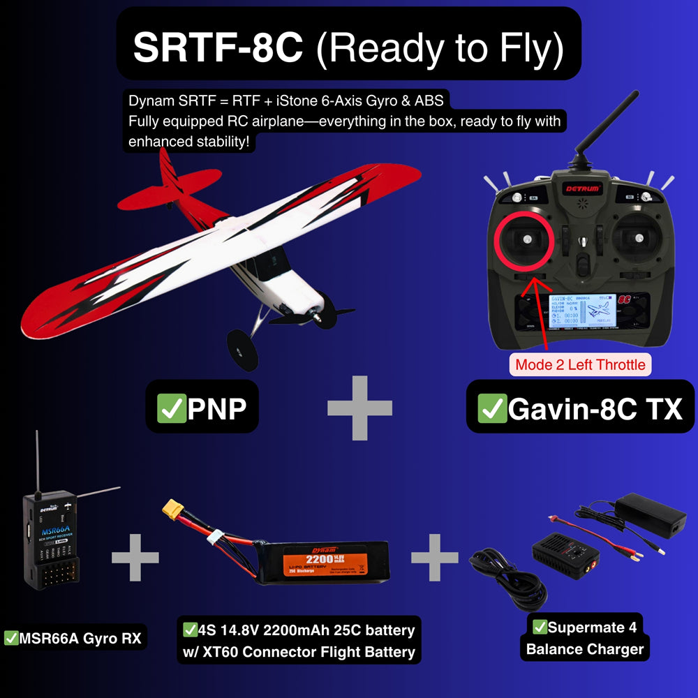 Dynam Primo RC Beginner Trainer Red STOL Bigfoot SRTF 8C Mode 2