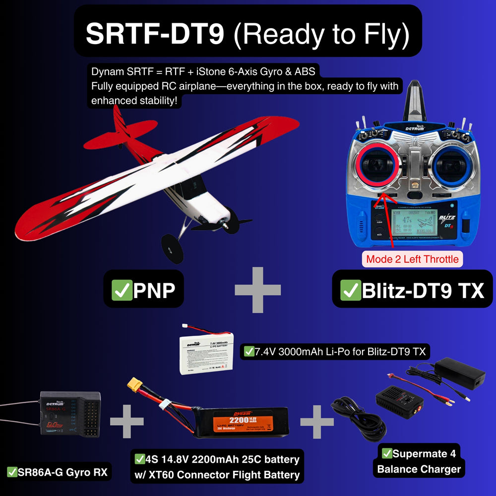 Dynam Primo RC Beginner Trainer Red STOL Bigfoot SRTF DT9 Mode 2