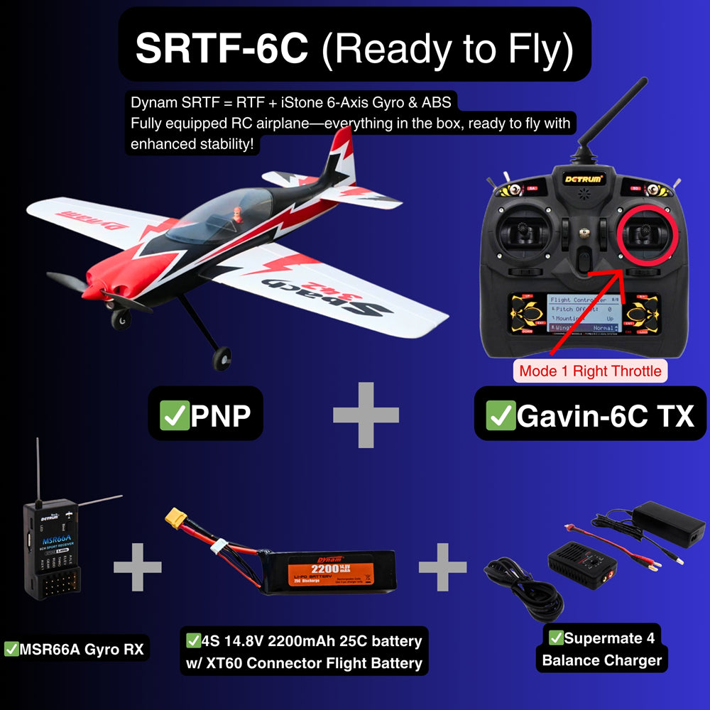 Dynam Sbach 342 4S RC Aerobatic 3D Sport Plane SRTF 6C Mode 1