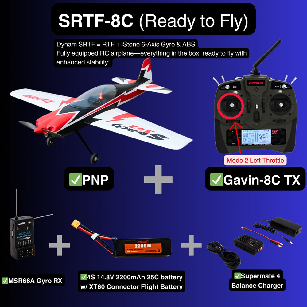 Dynam Sbach 342 4S RC Aerobatic 3D Sport Plane SRTF 8C Mode 2