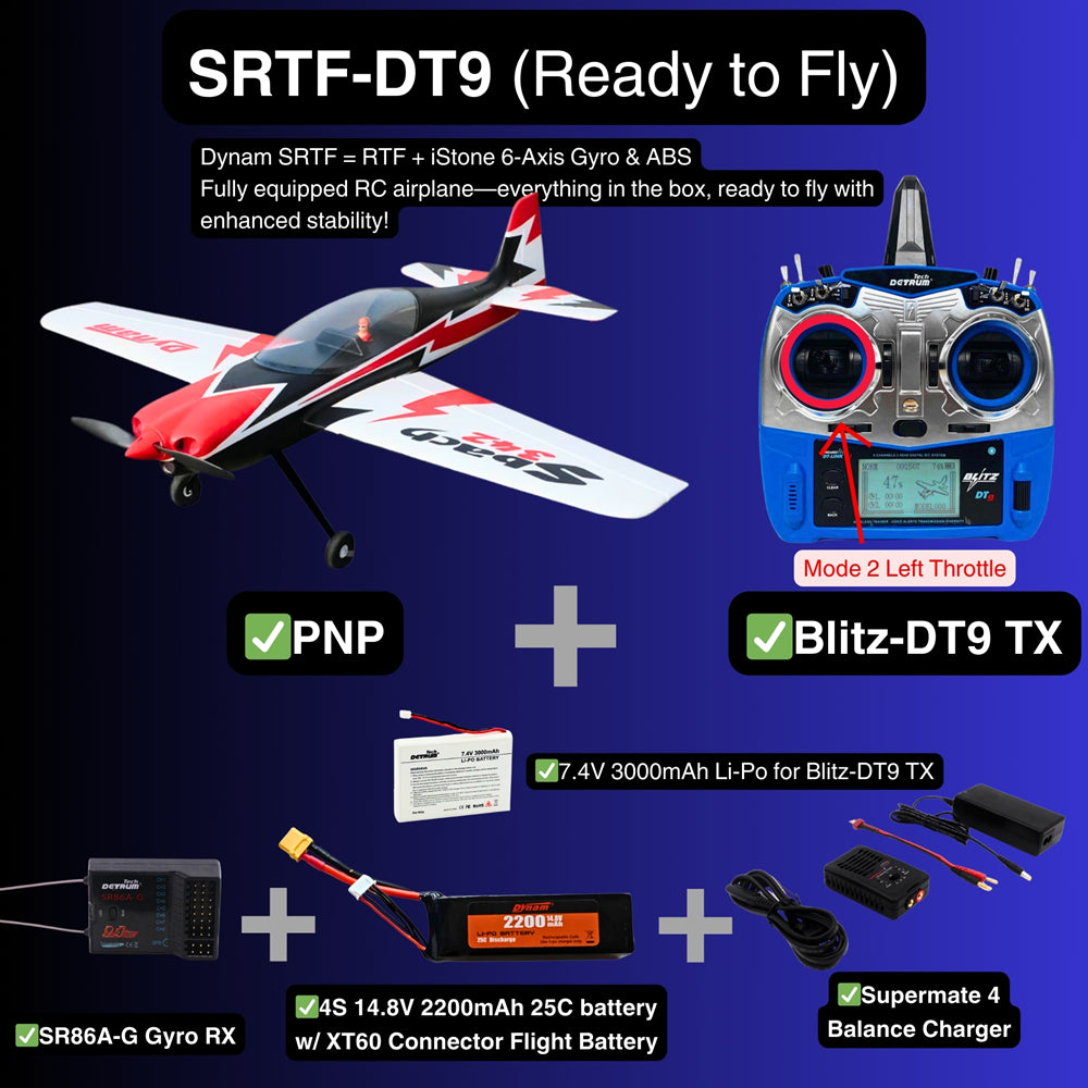 Dynam Sbach 342 4S RC Aerobatic 3D Sport Plane SRTF DT9 Mode 2