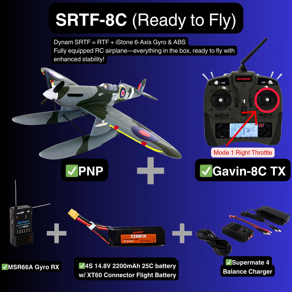 Dynam Supermarine Spitfire MK.VB 4S RC Warbird Seaplane SRTF 8C Mode 1