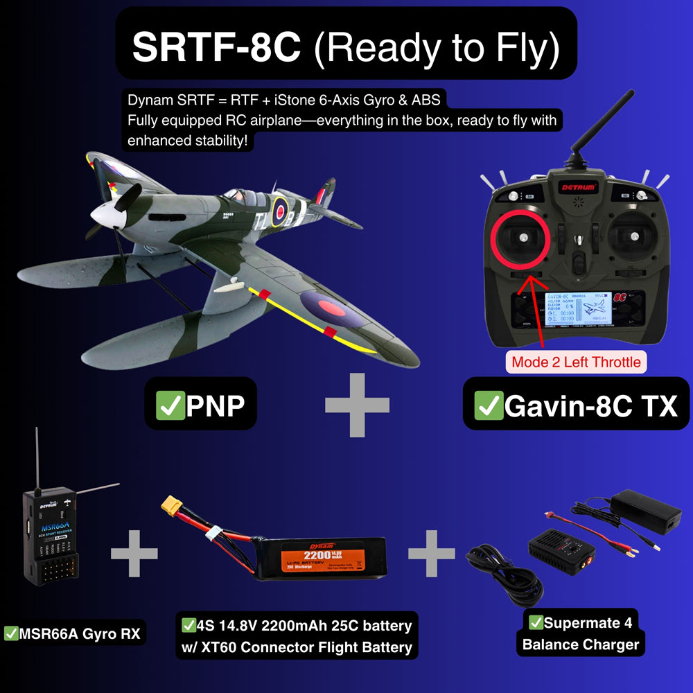 Dynam Supermarine Spitfire MK.VB 4S RC Warbird Seaplane SRTF 8C Mode 2