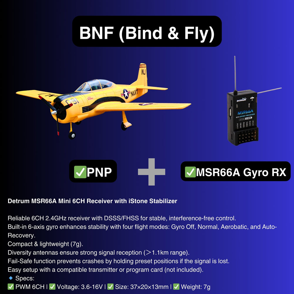 Dynam T 28 Trojan V2 Yellow 4S RC Warbird Plane BNF