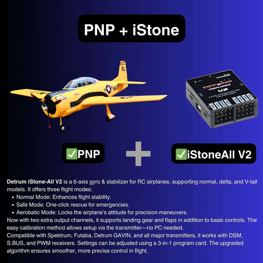 Dynam T 28 Trojan V2 Yellow 4S RC Warbird Plane PNP iStone