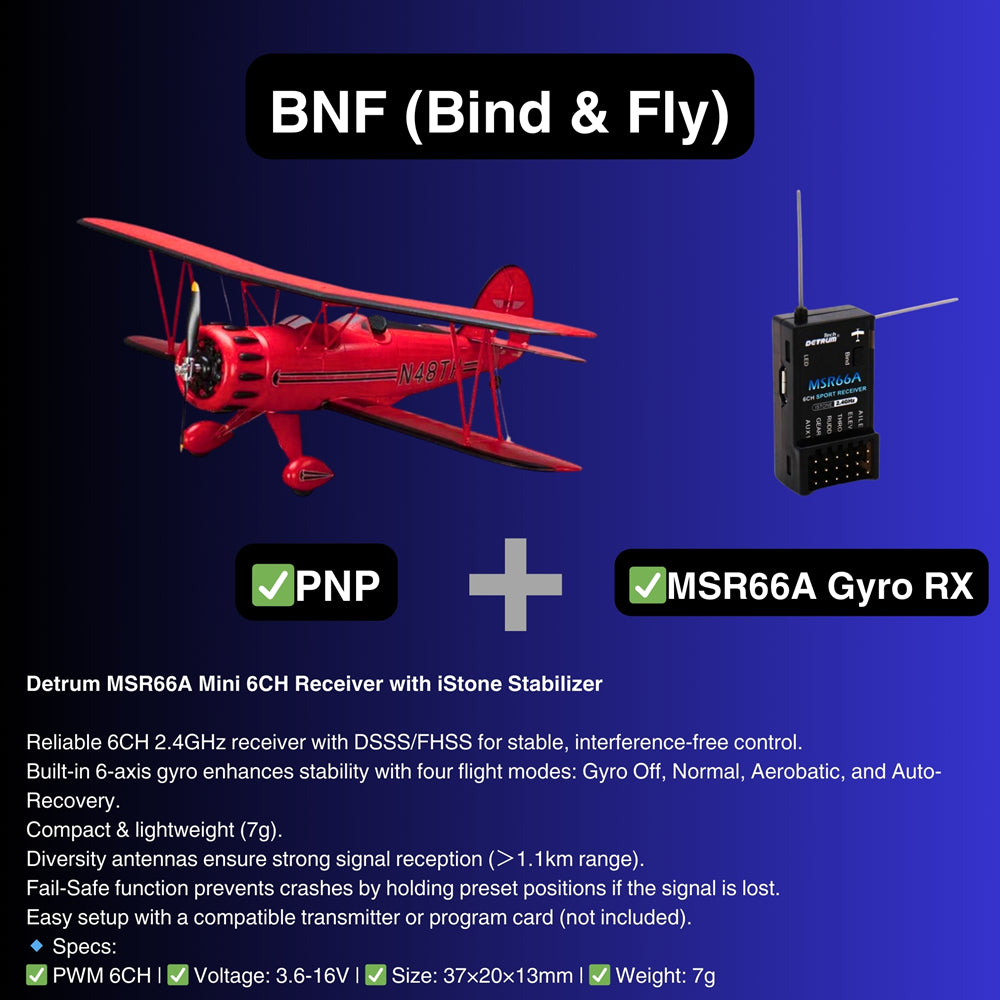 Dynam Waco YMF 5D V2 Red 4S RC Biplane 1.3m Wingspan BNF