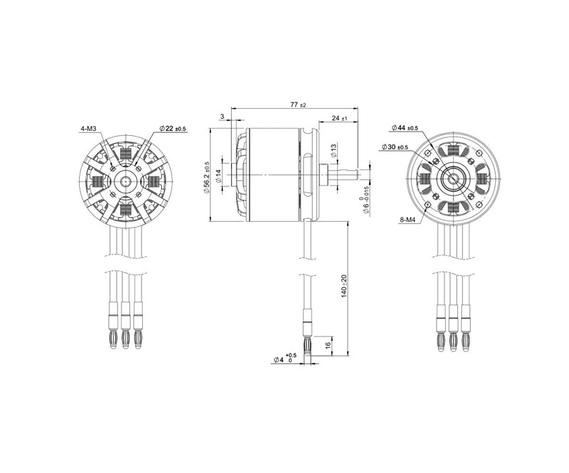 TomCat G90 5625-330KV Outrunner Brushless Motor (90 Glow) Drawing