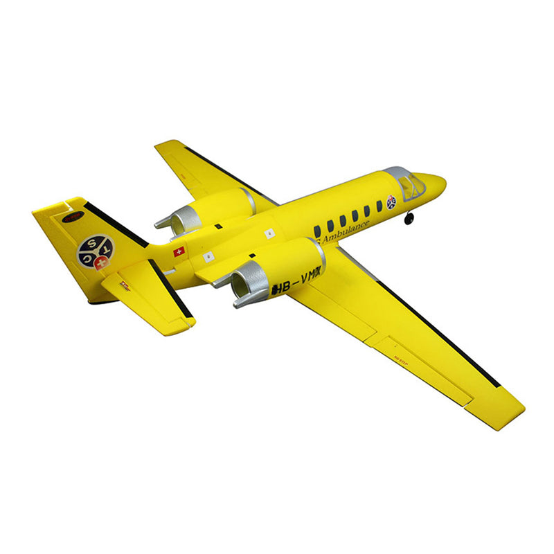 Dynam Cessna 550 Turbo Jet V2 Yellow Twin 64mm EDF Jet RC Plane PNP/BNF/RTF - DY8937YL