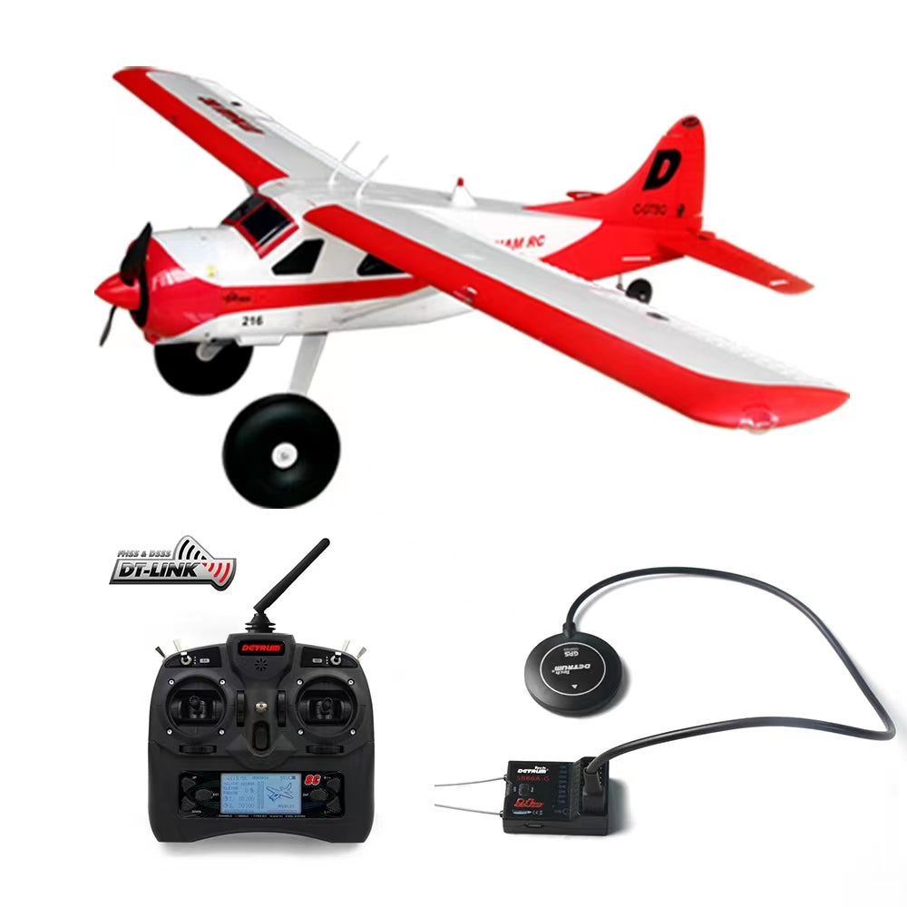 Dynam DHC-2 Beaver V2 Red Sea/Land Seaplane SRTF-Pro w/ GAVIN-8CH TX & SR86A-G GPS Autopilot RX