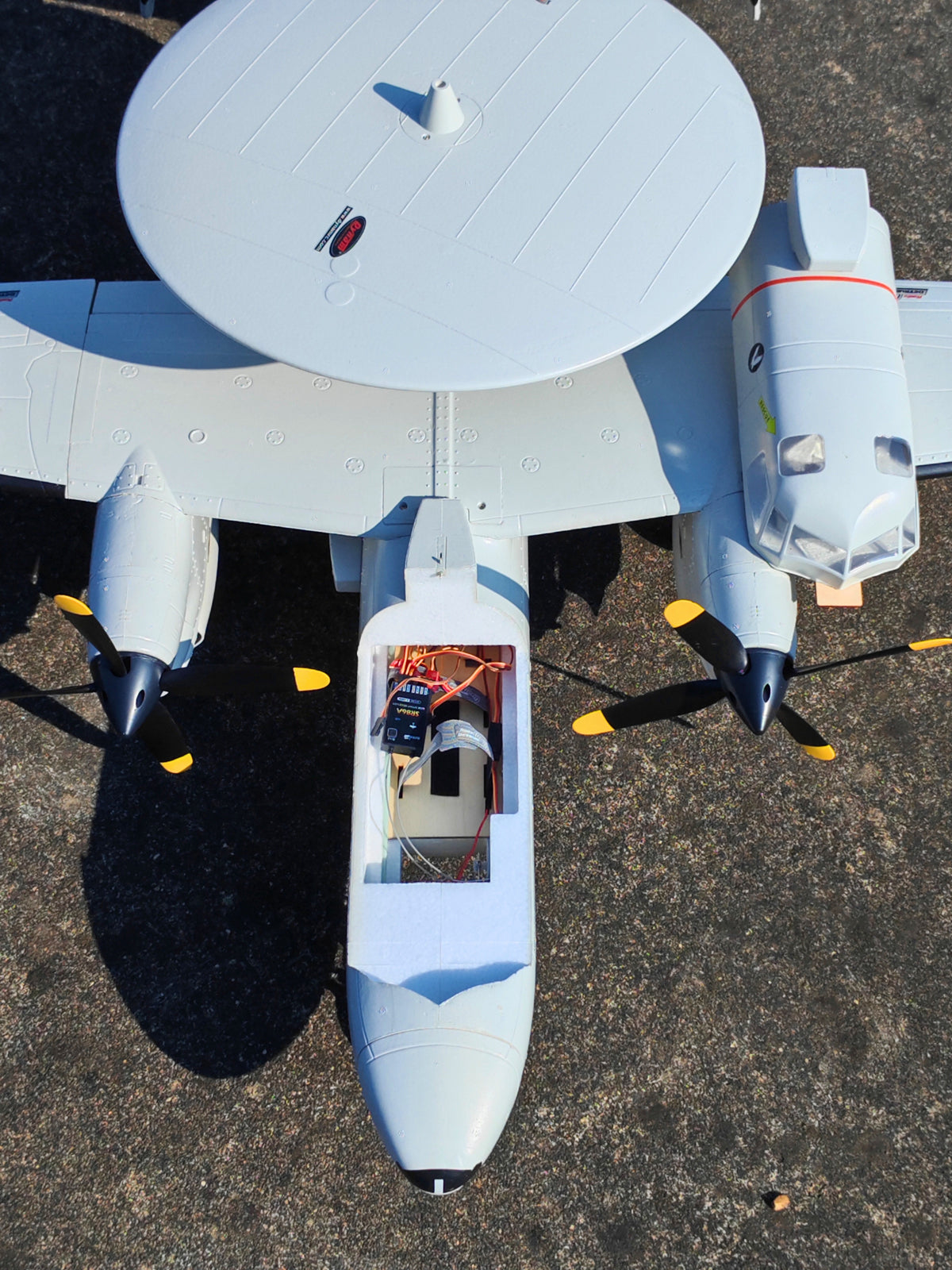 🌟🎉 New Release! Dynam E-2C Hawkeye AEW 1500mm Twin-Engine 360° Rotating Radar RC Scale Airplane