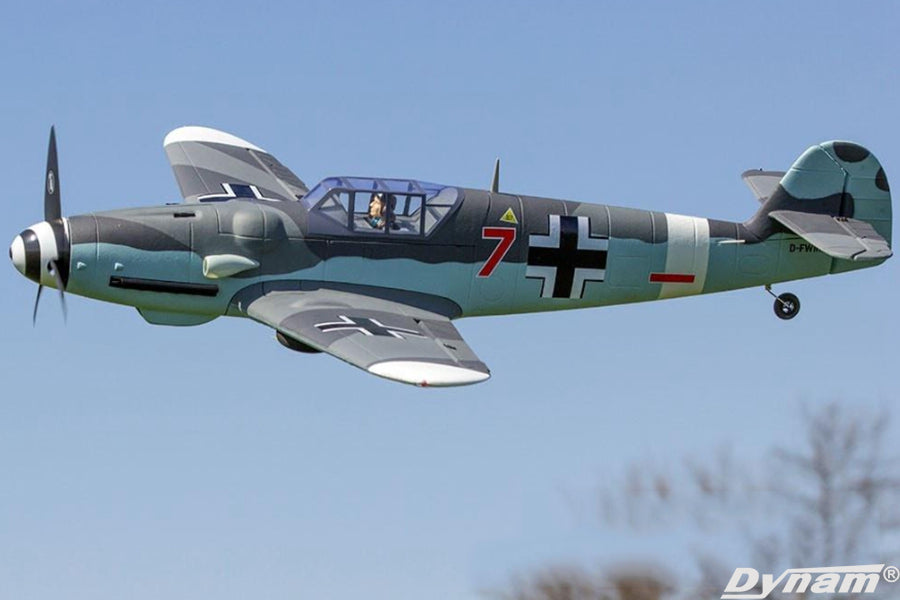 Avion de guerre telecommande Dynam Messerschmitt BF 109 V2 4S 1300 mm avec volets