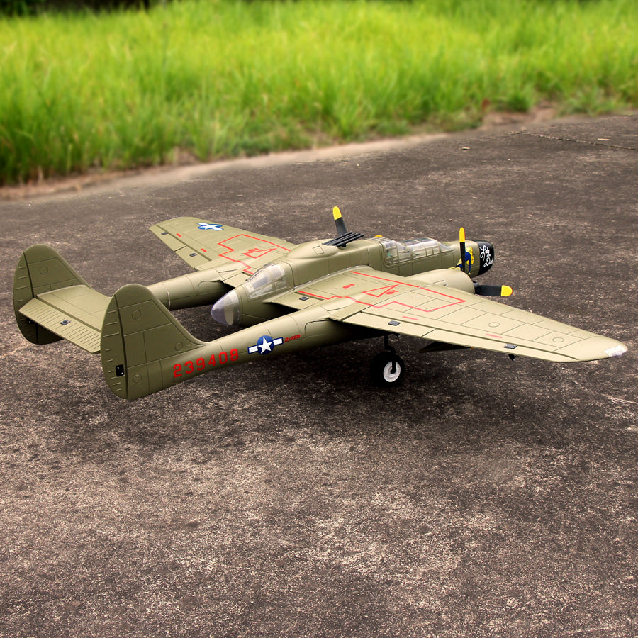 Dynam P-61 Black Widow Green 4S Twin Engine RC Warbird Plane 1500mm w/ Flaps