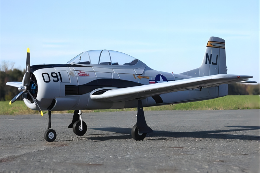 Dynam T-28 Trojan V2 Grey 4S RC Warbird 1300mm w/ Flaps