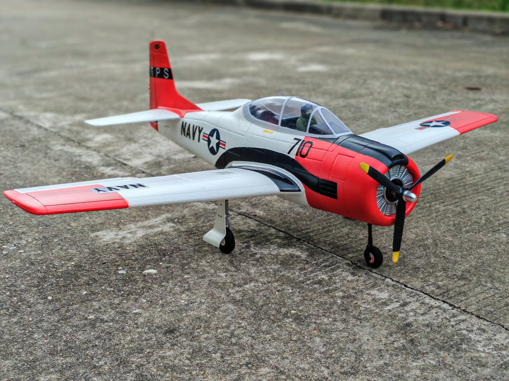 Dynam T-28 Trojan V2 Red 4S RC Warbird 1300mm w/ Flaps
