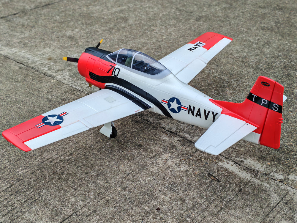 Dynam T-28 Trojan V2 Red 4S RC Warbird 1300mm w/ Flaps