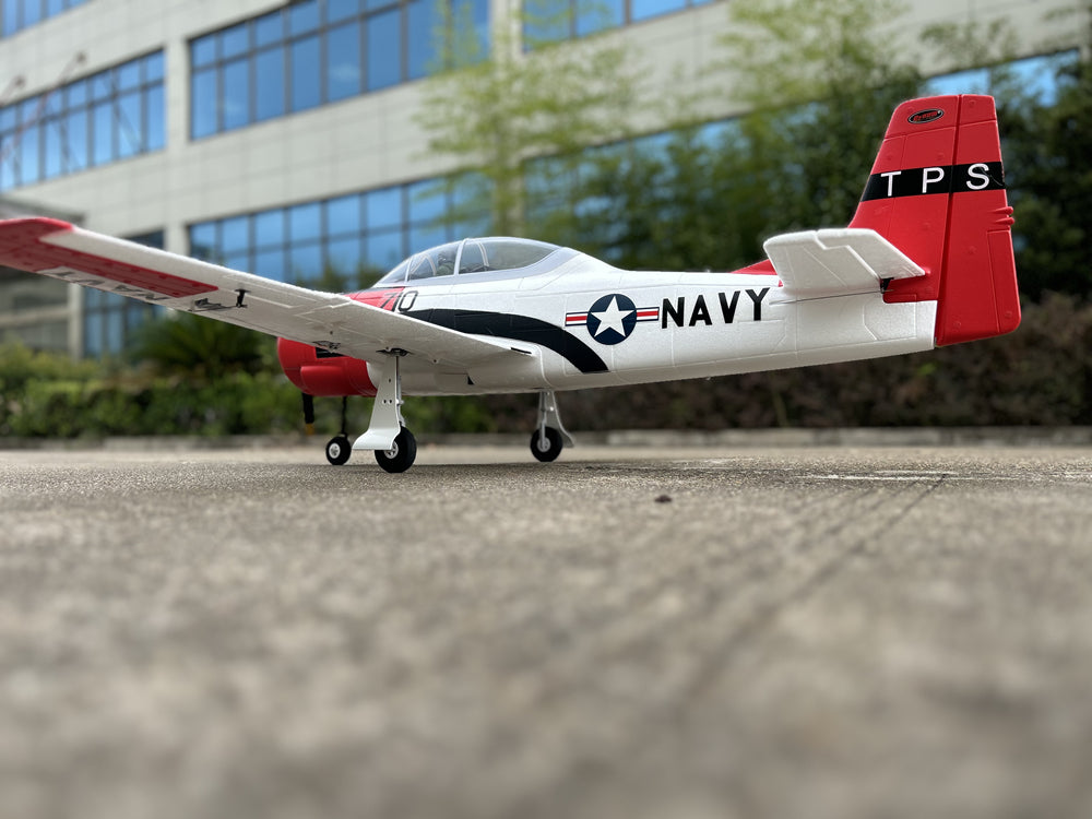 Dynam T-28 Trojan V2 Red 4S RC Warbird 1300mm w/ Flaps