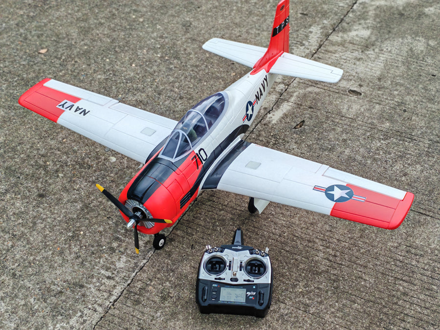 Dynam T-28 Trojan V2 Red 4S RC Warbird 1300mm w/ Flaps