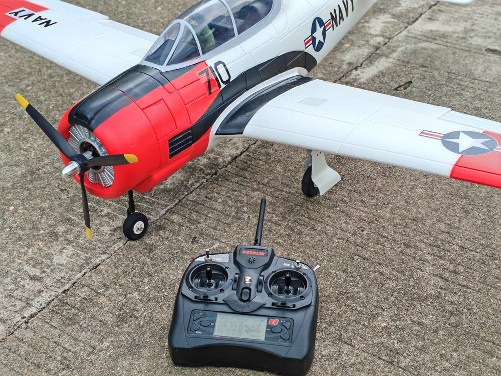 Dynam T-28 Trojan V2 Red 4S RC Warbird 1300mm w/ Flaps