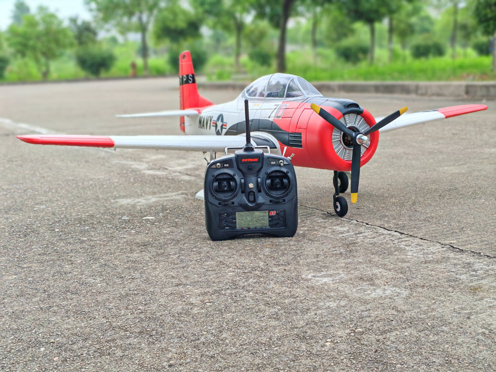 Dynam T-28 Trojan V2 Red 4S RC Warbird 1300mm w/ Flaps