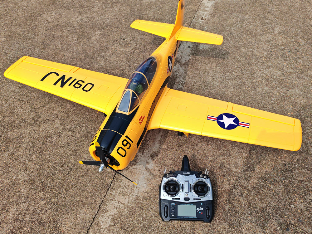 Dynam T-28 Trojan V2 Yellow 4S RC Warbird 1300mm w/ Flaps