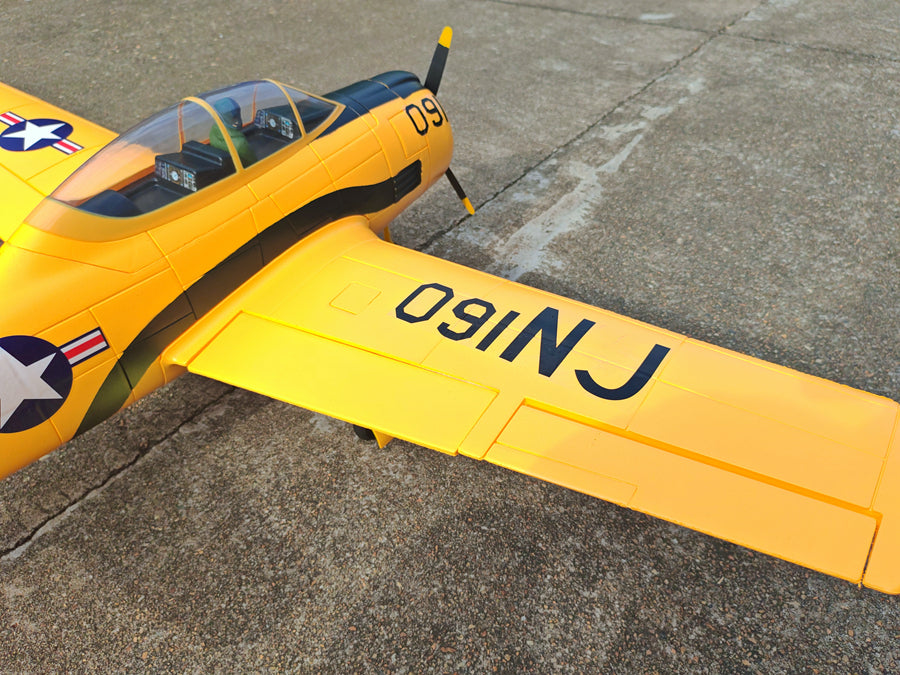 Dynam T-28 Trojan V2 Yellow 4S RC Warbird 1300mm w/ Flaps