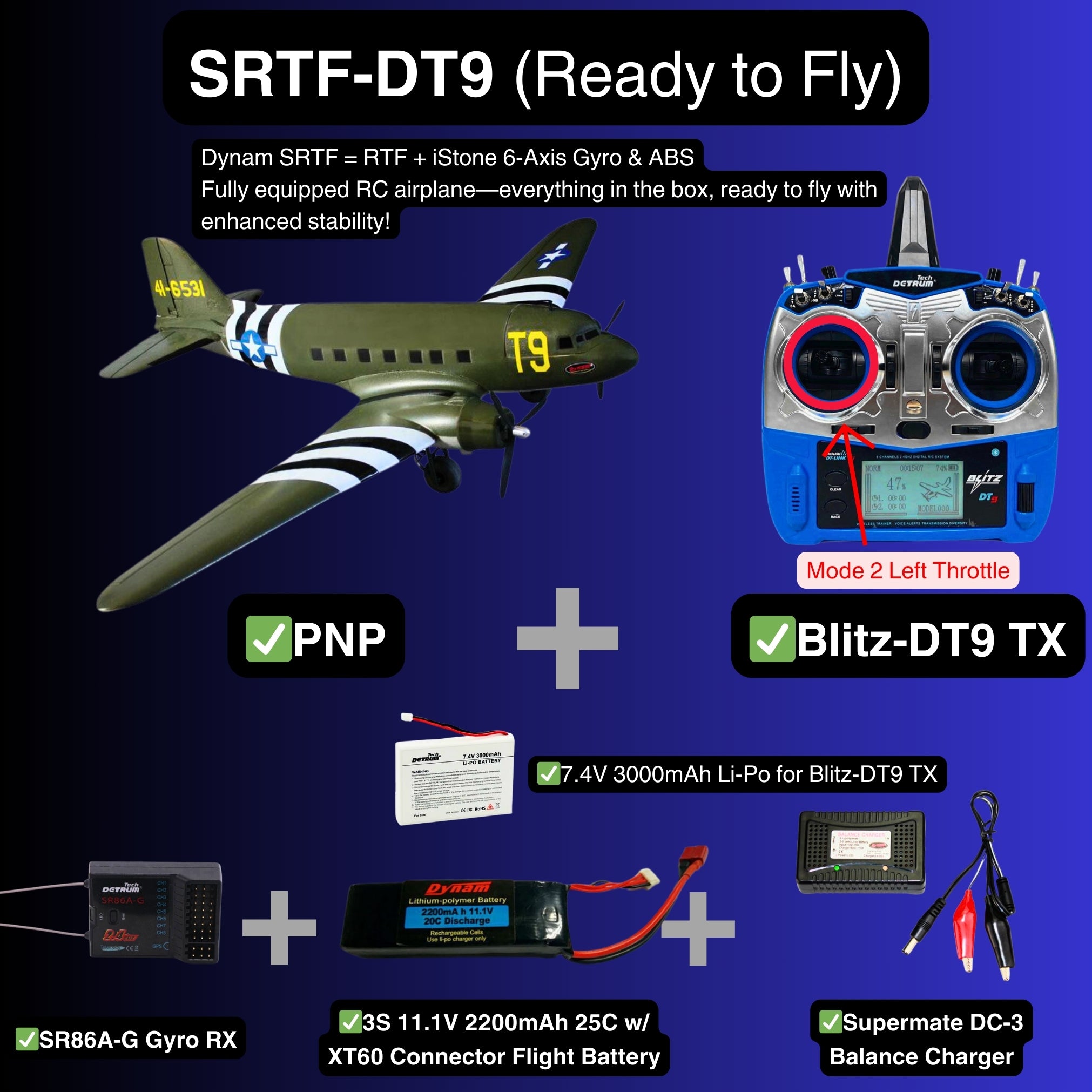 Dynam C-47 Skytrain V2 Green RC Warbird Plane 1500mm